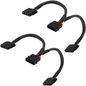 JAENFONG Molex 4 Pin Power Supply Y Splitter Extension Cable D Type Molex LP4 IDE 4 Pin 1 Male Plug to 2 Female Adapter Connector Power Cable for Hard Disks PC Cooling Fans -20cm /2pcs