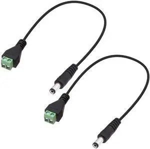 DC 5.5mm x 2.1mm Screw Terminal Block Adapter Power Extension Cable DC Male to 2Pin Solderless Connector Cable Replacement Repair Supply Cord For CCTV Cameras Routers LED Devices-27cm-2Pcs (Male)