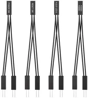 JAENFONG  PC Power Switch Splitter, 2 Pin 2.54mm 1 Female to 2 Male Power SW Reset SW HDD LED Jumper Splitter Adapter for PC Motherboard Power ON Off Reset Hard Drive LED