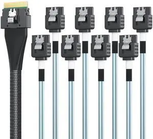 JAENFONG SlimSAS 8i to 8xSATA, SFF-8654 Host/RAID to SATA Target HD, Suitable for Servers, Hard Drives, Computers, and Hosts, 1m(3.3ft) JAENFONG SlimSAS 8i to 8xSATA, SFF-8654 Host/RAID to SATA Target HD, Suitable for Servers, Hard Drives, Computers, and Hosts, 1m(3.3ft)