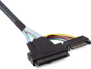 JAENFONG Mini SAS SFF-8643 to U.2 SFF-8639 Cable, PCIe 4.0 X4 85 Ohm with 15-Pin SATA Power for NVMe SSD Hot-Swap, 0.75~0.8m(2.46~2.62ft) JAENFONG Mini SAS SFF-8643 to U.2 SFF-8639 Cable, PCIe 4.0 X4 85 Ohm with 15-Pin SATA Power for NVMe SSD Hot-Swap, 0.75~0.8m(2.46~2.62ft)