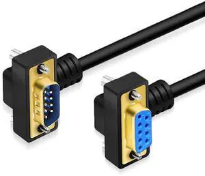 JAENFONG DB9 RS232 Serial Port Cable Down Right Angle Male to Female 9 Pin Gold Plated RS232 COM Port Connection Cable (10 Meter) JAENFONG DB9 RS232 Serial Port Cable Down Right Angle Male to Female 9 Pin Gold Plated RS232 COM Port Connection Cable (10 Meter)