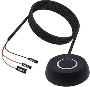 JAENFONG PC Power Button Switch Desktop Computer Power Switch External Computer Motherboard Remote Start Button Extension Cord with LED Light -1.8M /5.9FT Black
