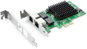 JAENFONG Gigabit Dual NIC with Intel 82576 Chip, 1Gb Network Card Compare to Intel E1G42ET NIC, 2 RJ45 Ports, PCI Express 2.1 X1, Ethernet Card with Low Profile for Windows/Windows Server/Linux