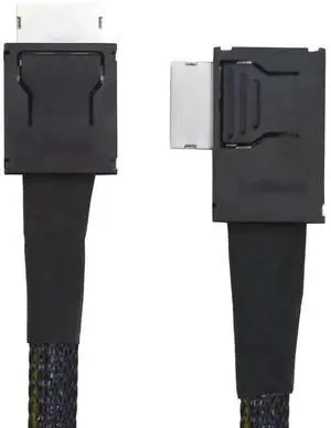 JAENFONG Left Angled 90 Degree Connector Dual Shield OcuLink PCIe 4.0 PCI-Express SFF-8611 4i Male to SFF-8611 Male Data Active Cable for External eGPU SSD, 50cm