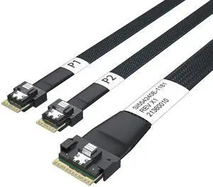 JAENFONG SlimSAS SFF-8654 8i to 2xSFF-8654 4i 24G Internal Cable, PCIe 4.0, 85-ohm, 0.8m/2.6ft JAENFONG SlimSAS SFF-8654 8i to 2xSFF-8654 4i 24G Internal Cable, PCIe 4.0, 85-ohm, 0.8m/2.6ft