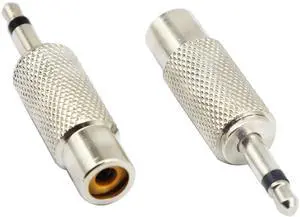 JAENFONG RCA to 3.5MM Audio TS Adapter 3.5mm 1/8" Mono Plug Male to RCA Female Jack Adaptor ConnectorSilver (2 Packs, 2-Pole)