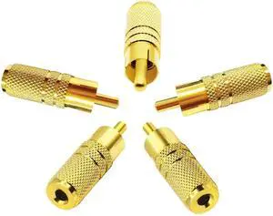 JAENFONG Gold Plated RCA to 3.5MM Audio Adapter Metal Jack 3.5mm (1/8 Inch) Female to RCA Male Audio Plug Adaptor Connector for 3.5MM Headphone Adapter CableGold /5 Pack F/M JAENFONG Gold Plated RCA to 3.5MM Audio Adapter Metal Jack 3.5mm (1/8 Inch) Female to RCA Male Audio Plug Adaptor Connector for 3.5MM Headphone Adapter CableGold /5 Pack F/M