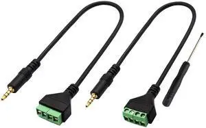 JAENFONG 3.5mm Screw Terminal Block Cable 3.5mm (1/8inch) Stereo TRRS Audio Male to 4 Pin/Way Female Bolt Screw Headphone Balum Converter Adapter Cable30CM/2Packs) (4Pole/M)