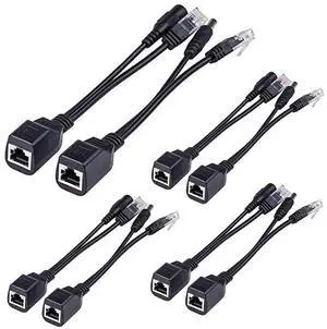 JAENFONG 4 Pairs Passive POE Injector & POE Splitter Kit, 10/100Mb/s RJ-45 Port Power Over Ethernet JAENFONG 4 Pairs Passive POE Injector & POE Splitter Kit, 10/100Mb/s RJ-45 Port Power Over Ethernet
