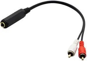 JAENFONG 6.35mm to 2 RCA Y Splitter Cable, Gold-Plated 6.35mm (1/4 inch) TRS Female to 2 (Dual) RCA Male Stereo Audio Y Splitter Extension Adapter Cable (12Inch/30CM) JAENFONG 6.35mm to 2 RCA Y Splitter Cable, Gold-Plated 6.35mm (1/4 inch) TRS Female to 2 (Dual) RCA Male Stereo Audio Y Splitter Extension Adapter Cable (12Inch/30CM)