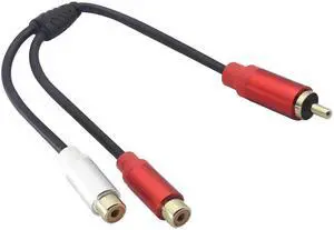 JAENFONG RCA Y Splitter Cable Dual Female RCA to Single Male Audio Jack Plug Splitter Converter Cable Compatible with Speakers, Home Theaters, and High-Definition Tvs.(30 CM)