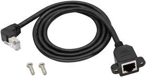 JAENFONG  90 Degree Cat 6 Ethernet Cable RJ45 UTP LAN Cable (UP) Right Angle 90 Degree RJ45 Male to Female Screw Panel Mount Ethernet Network Connector Cable for Router Modem PC Computer(UP/1M)