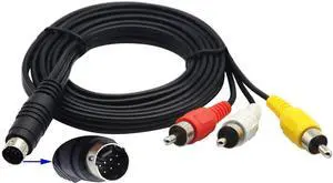 JAENFONG 3 RCA to 7 Pin Mini DIN S-Video Extension Cable, 5ft/1.5M, for Laptop, Personal Computer, Projector, Television, DVD Player JAENFONG 3 RCA to 7 Pin Mini DIN S-Video Extension Cable, 5ft/1.5M, for Laptop, Personal Computer, Projector, Television, DVD Player