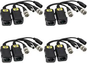 JAENFONG Passive HD Video Balun BNC to RJ45 Network Transceiver Cat5/Cat6 Adapter Cable with DC Power 720P - 8MP Cat6 to BNC Male Connecto for CCTV Security Surveillance Camera System(16.5cm/4Pairs)