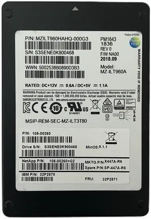 NetApp MZILT960HAHQ-000G3 960GB SAS 12Gb/s 2.5'' SSD 108-00260+G2 MZ-ILT960A