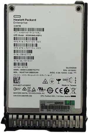 HPE MO003840JXBFU 3.84TB SAS 12Gb/s 2.5" SSD P21124-003
