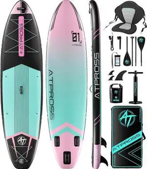 LIQI 11'6"x35" Inflatable Paddle Board, 450lbs Extra Wide Stand Up Paddleboard for Adults with Premium SUP Accessories Kit & Backpack, Blow Up Kayak Non-Slip Stable Deck Boat for Yoga Fishing Surf