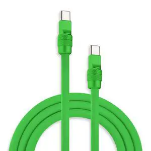 chubbycable Chubby 2.0 Fast Charging Cable Durable Soft Silicone USB C Cable 240W Extra Thick Charger Cord Compatible with iPhone 17-15 Series iPad, Green+Green, Type-C to Type-C, 4.9FT