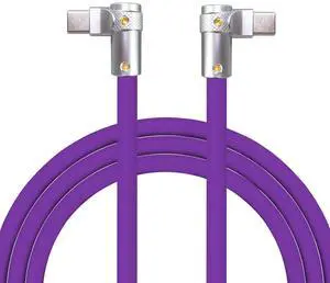 chubbycable FlexElbow 90 Degree 240W Fast Charging Cable Right Angle USB C Cable Silicone Charging Cord Compatible with iPhone 17-15 Series iPad, Purple, Double Elbow Type C to Type C, 1.64FT