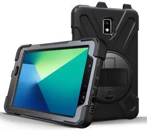 Case for Samsung Galaxy Tab Active 2 8.0 T390 T395 T397, Military Grade [15 ft Drop Tested] Full-Body Shockproof Protective Cover with 360° Rotation Stand, Hand Strap & Pencil Holder
