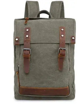TSD Brand Discovery Canvas Backpack Travel Daypack Lightweight Carry On Laptop Backpack Hiking Backpack (Olive)