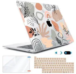 HOHAIYOO Compatible with MacBook Pro 13 inch Case 2022 2021 2020-2016 M1 M2 A2338 A2289 A2251 A1706 A2159 A1989 with Touch Bar, Hard Shell&Keyboard Cover&Screen Protector&Webcam Cover, Abstract Plant