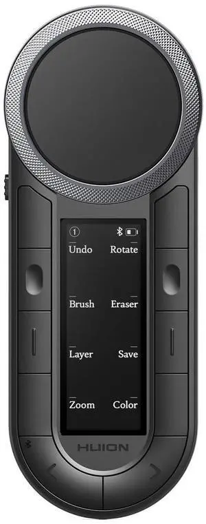 HUION Keydial Remote Bluetooth Programmable Keypad with Dual Dials 60 Customized Keys, OLED Display Macro Keypad Work with PC, Mac, Mobile, One-Hand Shortcut Keyboard for Drawing Tablet, Laptops