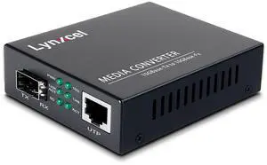 Lynxcel 10G Fiber Media Converter, 10 Gigabit SFP to 10G Ethernet Copper UTP Media Converter, Unmanaged 1x 10G/5G/2.5G/1G/100M RJ45 to 10GBase-X SFP+ Slot, Support 10G SR/LR SFP+ Module