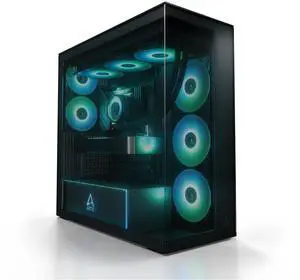 ARCTIC Xtender (Black) - PC Case, Tempered Panorama Glass, 2 x 420 mm Radiator Support, 5- A-RGB Fans pre-Mounted - Black