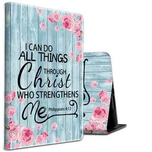 All-New HD 8 Plus Tablet Case, Kindle Fire HD 8 Case 10th Generation 2020 Folding Stand PU Leather Slim Smart Cover with Auto Wake/Sleep for Amazon Fire Tablet 2020,Bible Verses Philippians 4:13