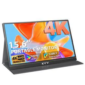 KYY 4K Portable Monitor 15.6" Portable Monitor for Laptop UHD IPS 3840X2160 External Screen with 100% sRGB & HDR Gaming Display for Laptop PS5/4 Xbox Switch with Speakers, VESA Compatible