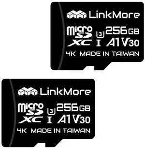 LinkMore 256GB Micro SD Card 2-Pack, XV13 Agon Lite, A1, UHS-I, U3, V30, Class 10 Compatible, Read Speed Up to 100 MB/s, SD Adapter Included