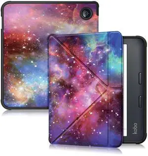 Yiernuo Case Compatible with Kobo Libra Colour & Kobo Libra 2 eReader 7inch,Soft TPU Slim Lightweight Protective Cover with Stand Function,Galaxy