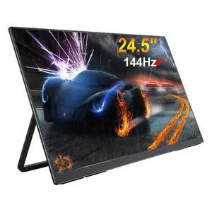 AHXJKA 24.5" Large Screen Portable Monitor with Stand, 2560x1600 IPS Display, 144Hz Gaming Monitor,Computer Screen Extender with Built-in Speakers -Compatible with Laptop PC Phone PS4/PS5 Switch