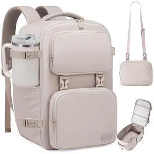 LOVEVOOK Travel Backpack for Women Men, TSA Carry on Backpack Flight Approved 40L Fits 17 Inch Laptop, Waterproof Personal Item Travel Bag Business Weekender Daypack with Detachable Crossbody Bag