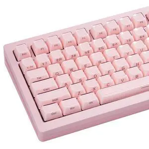 TIMSEKER Wave Texture Custom Pink Jelly Keycap, Double Shot ASA Profile Side Print Keycap for Gaming Mechanical Keyboard, 142 Keys, Smooth PC Surface & ABS Material