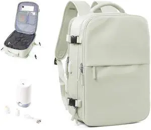 Large Vacuum Backpack Travel with Pump, 18×14×8 Personal Item Travel Bag Flight Approved, Carry on Backpacks with Dry Wet Seperation, 15.6 inch Laptop Backpack suitable for Casual Business, Mint Green