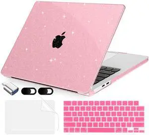 MecBevia Compatible with MacBook Air 15 inch Case, M4 A3241/M3 A3114/M2 A2941 (Released 2025 to 2023), Hard Shell, Keyboard Cover, Screen Protector, Webcam Cover & Type-C Adapter, Sparkly Pink