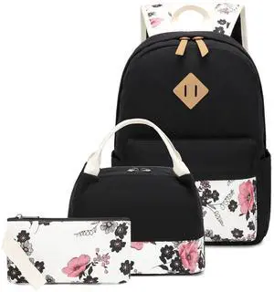 Good King School Backpack Teen Girls Kids Bookbag Lightweight Travel Laptop Backpack Stylish Casual Daypack with Lunch Box Pencil Case