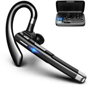 Wireless Headset with Mic for Work | Single-Eart Lightweight Earhook Design, IP55 Waterproof, 8H Battery for Driving, Music & Business Calls