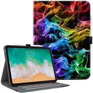 Vimorco Case for iPad (A16) 11th Generation 2025, for iPad 11th/10th Generation Case, Faux Leather Protective Adjustable Cover, Auto Sleep/Wake, Card Pocket with Pencil Holder, Colorful Smoke