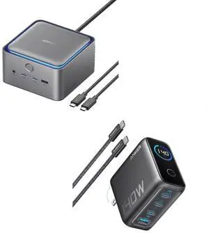 Anker Prime TB5 Docking Station, 14-in-1 Thunderbolt 5 Dock & Anker Laptop Charger, 140W MAX USB C Charger, 4-Port Multi-Device Fast Charging