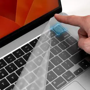 GOS Keyboard Cap Pro for MacBook Air 15.3" M2/M3/M4 [2 Pack]  Patented 0.03mm Full-Cover Film with Touch ID Support Without Punch Hole  Ultra-Thin, No Glue, Clear, Easy-Clean Upper Case Protector