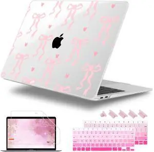 Lepeoac for MacBook Air 13 Inch Case 2020-2018 (A2337 M1 A2179 A1932), Shockproof Hard Shell Cover with Screen Protector, for Retina Display & Touch IDFull Protection for MacBook Air, Bow