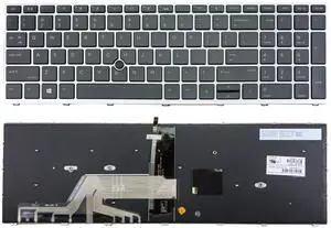 BestParts Backlit Laptop Keyboard Replacement for HP ProBook 650 G4, 650 G5, 655 G4, 655 G5 US Layout Silver Frame with TrackPoint L09595-001 L09593-001 L00741-001