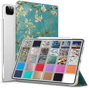 DuraSafe Cases for iPad PRO 11 2 Gen 2020 [ PRO 11 Inch 2nd ] Printed Slim Lightweight Protective PC Dual Angle Stand Clear Flip Back Cover - Almond Flower Bloom