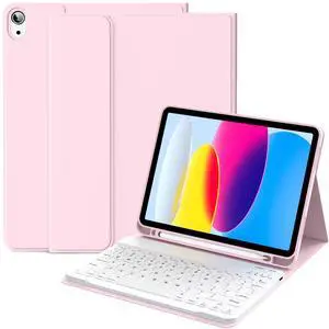 IAMKHO Keyboard Case for iPad (A16) 11th Gen 11 Inch 2025, iPad 10th Generation 10.9 Inch 2022, Detachable Wireless Bluetooth Keyboard with Built-in Left Side Pencil Holder (Pink)