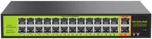 POE Switch with 24 Port POE + 2 Gigabit Uplink,802.3af/at PoE+ 100Mbps, 400W Built-in Power,Unmanaged, Extend to 250M for Security Camera System, AP, IP Phone.