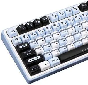 TIMSEKER Blue and Black PBT Keycap Set, Dye Sublimation FOA Profile Keycap for ANSI ISO Layout Mechanical Keyboard, 145 Keys Custom Key Cap